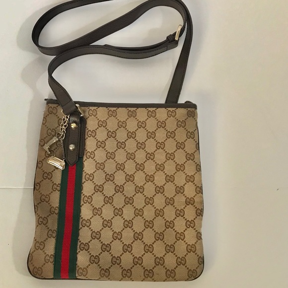 vintage gucci monogram canvas crossbody bag